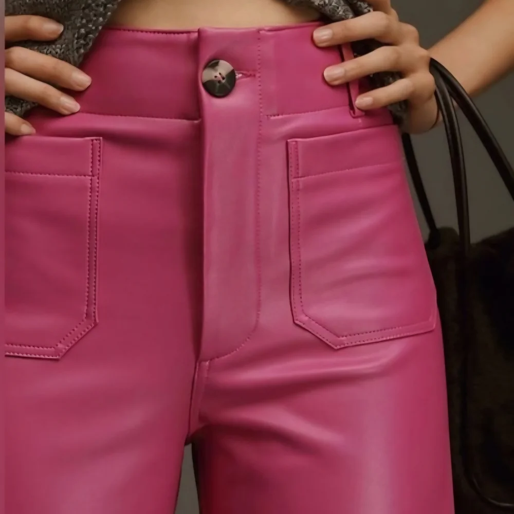 Maeve By Anthropologie Colette High Rise Cropped Wide-leg Faux Leather Pants. - Picture 3 of 10